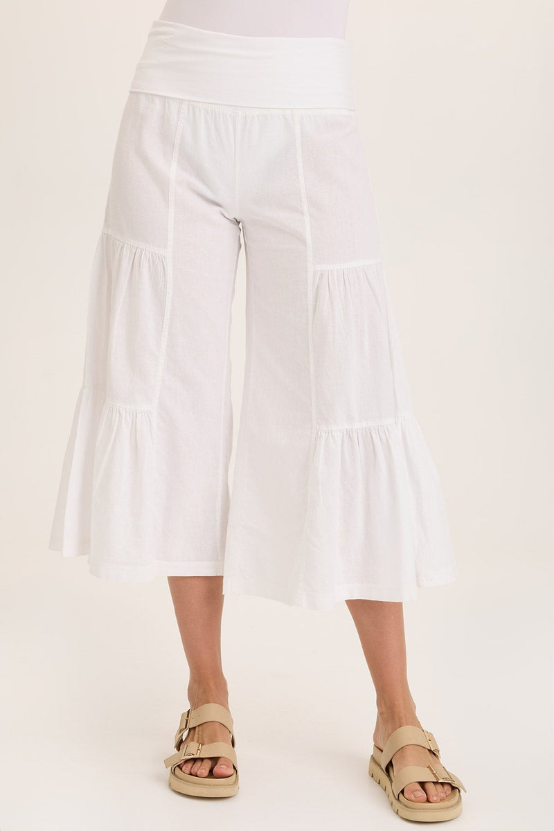 Linen Side-Tier Wide Leg Palazzo