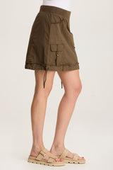 Leticia Poplin Cinched Hem Mini Skirt