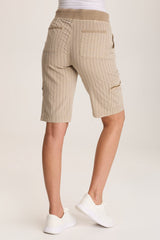 Favian Bermuda Linen Pinstripe Shorts with Cargo Pockets