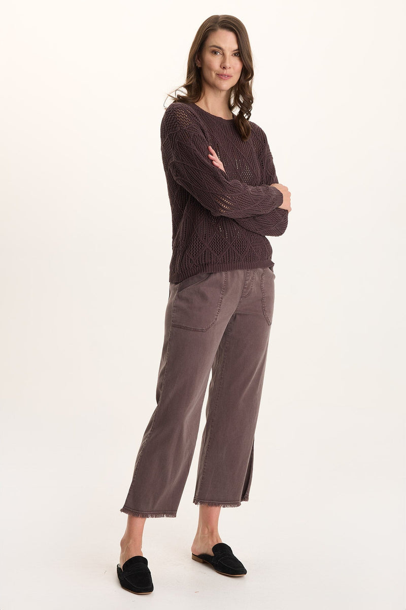 Daga Tencel Flared Leg Pull-On Crop Pant