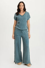 Lenka Gauze Cinched Wide-Leg Pant