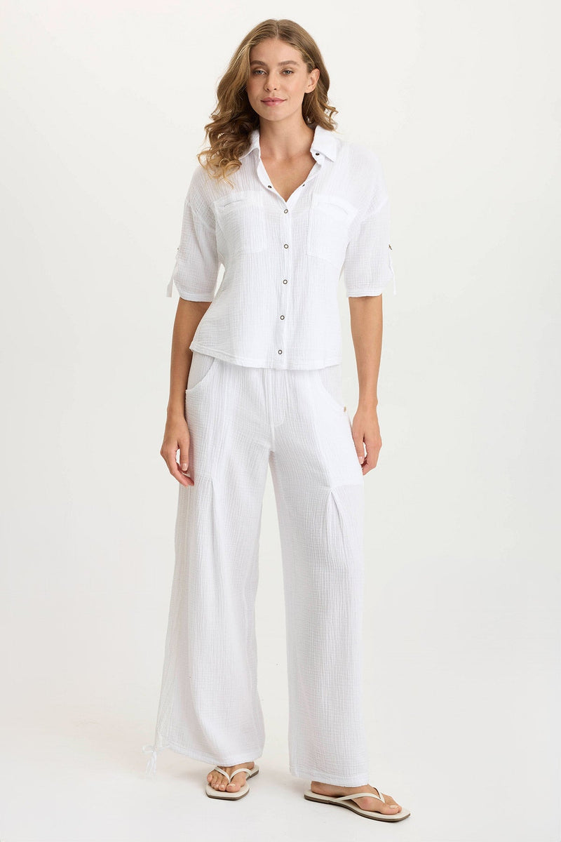 Lenka Gauze Cinched Wide-Leg Pant