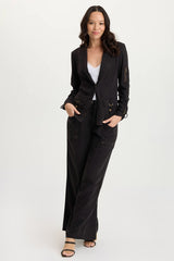Tarla Twill Dropped Pocket Wide Leg Pant