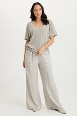 Tarla Twill Dropped Pocket Wide Leg Pant
