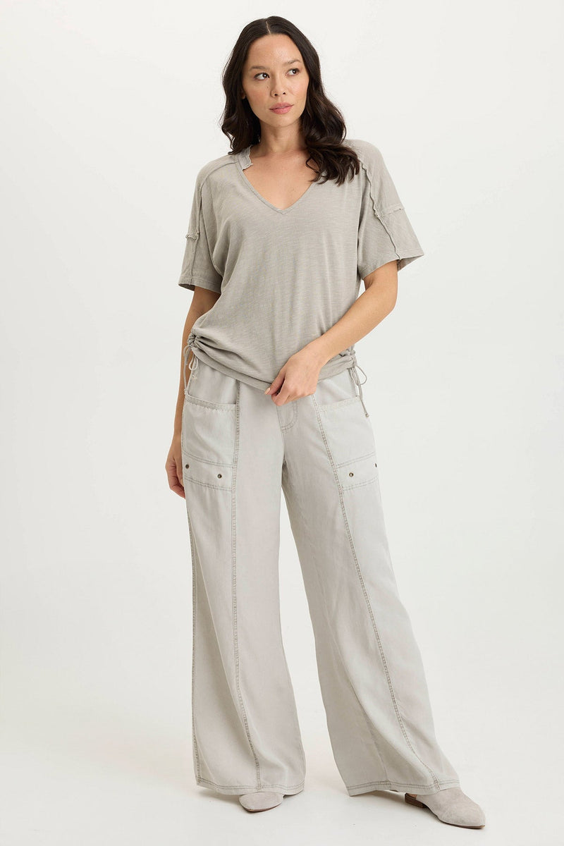 Tarla Twill Dropped Pocket Wide Leg Pant