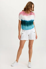 Prosper Poplin Ruched Buckle-Pockets Short