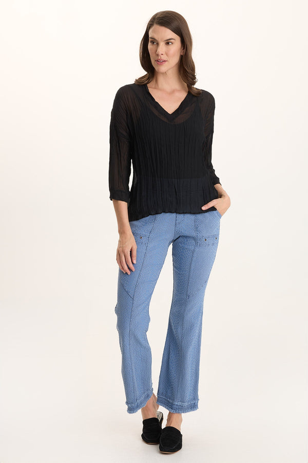 Askell Textured Jacquard Flared Pull-On Pant