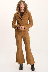 Ninian Twill Knit Zipper Pocket Flared Pant