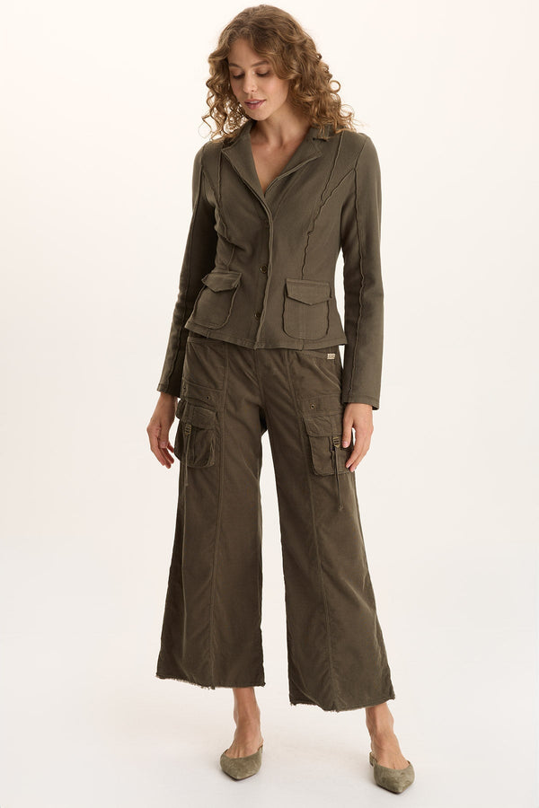 Heta Corduroy Wide-Leg Drawstring Cargo Pant