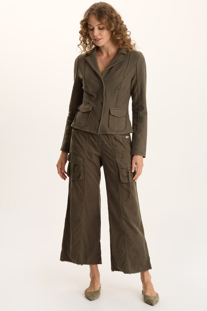Heta Corduroy Wide-Leg Drawstring Cargo Pant