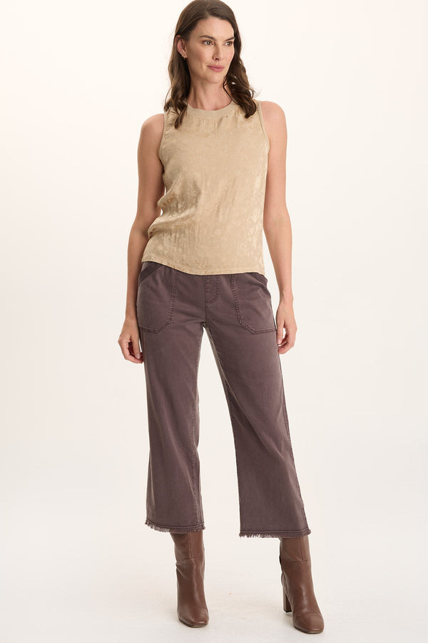 Daga Tencel Flared Leg Pull-On Crop Pant