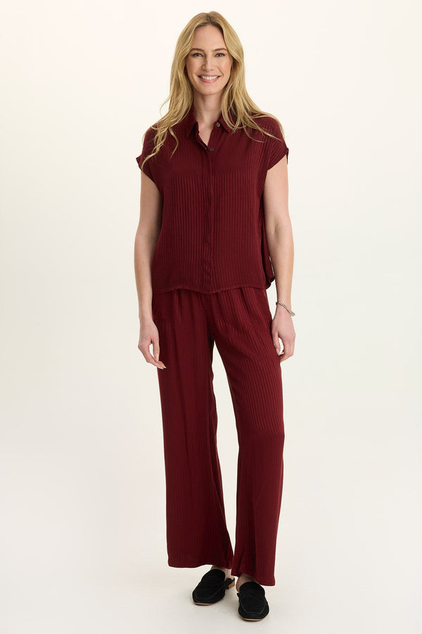 Harmon Satin Stripe Wide-Leg Pant