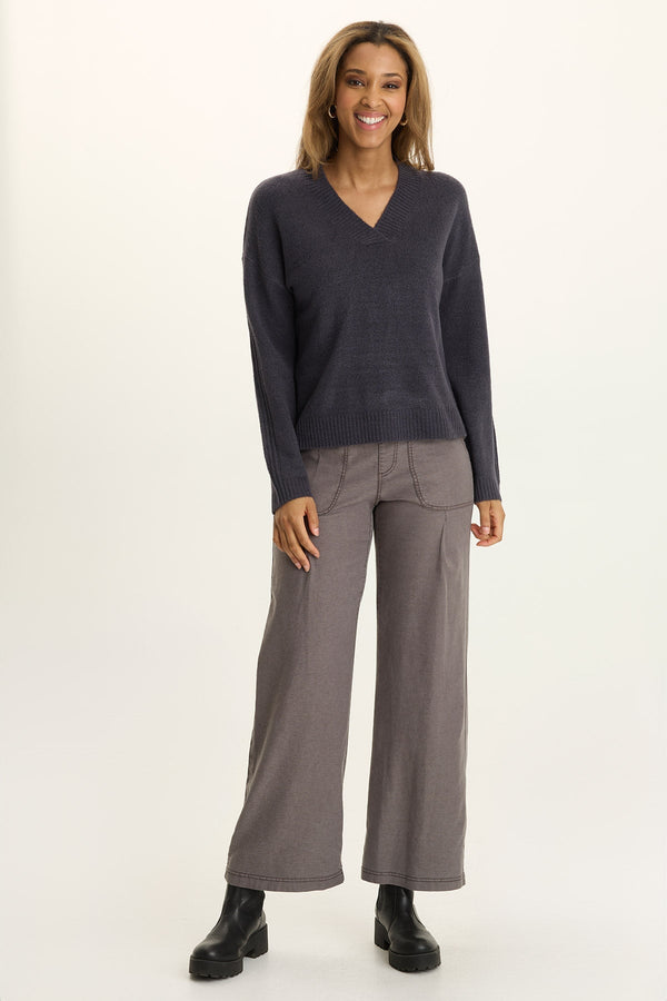 Riven Twill Wide Leg Pull-On Pant