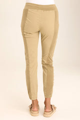 Malanda Zip-Pocket Poplin/Jersey Ruched Legging