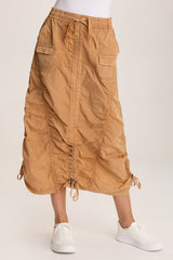 Zeno Ruched Sporty Cargo Midi Skirt