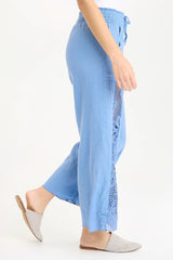 Rokel Linen/Crochet Ruched Wide Leg Pant