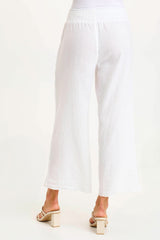 Rokel Linen/Crochet Ruched Wide Leg Pant