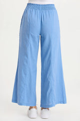 Pia Paper-Bag Waist Linen Wide Leg Pant
