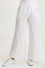 Pia Paper-Bag Waist Linen Wide Leg Pant