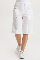 Preto Poplin Wide-Leg Bermuda Short