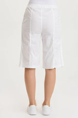 Preto Poplin Wide-Leg Bermuda Short