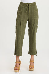 Ryle Textured Gauze Cargo Crop Pant