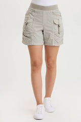 Prosper Poplin Ruched Buckle-Pockets Short