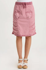 Tozie Poplin Ruched Panel Drawstring Mini Skirt