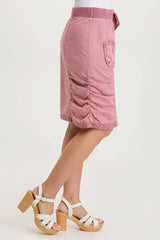 Tozie Poplin Ruched Panel Drawstring Mini Skirt