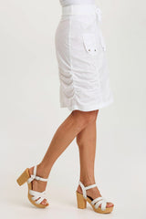 Tozie Poplin Ruched Panel Drawstring Mini Skirt