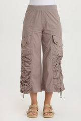 Muldoon Poplin Ruched Wide-Leg Crop Pant
