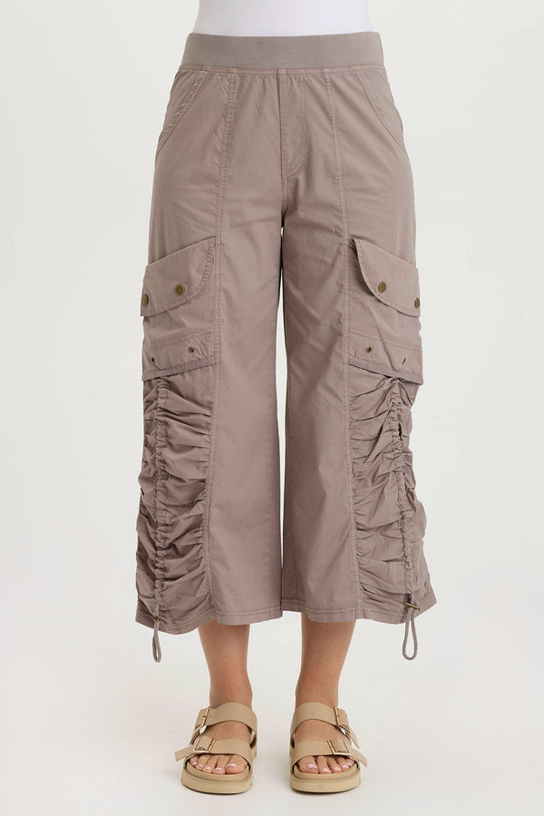 Muldoon Poplin Ruched Wide-Leg Crop Pant