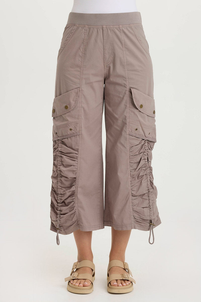 Muldoon Poplin Ruched Wide-Leg Crop Pant