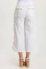 Muldoon Poplin Ruched Wide-Leg Crop Pant