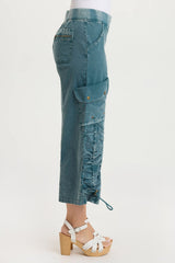 Muldoon Poplin Ruched Wide-Leg Crop Pant