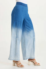 Ralston Indigo Twill Lightweight Pleated Wide Leg Pant