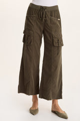 Heta Corduroy Wide-Leg Drawstring Cargo Pant