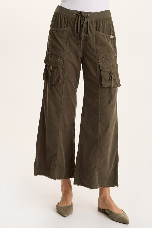 Heta Corduroy Wide-Leg Drawstring Cargo Pant