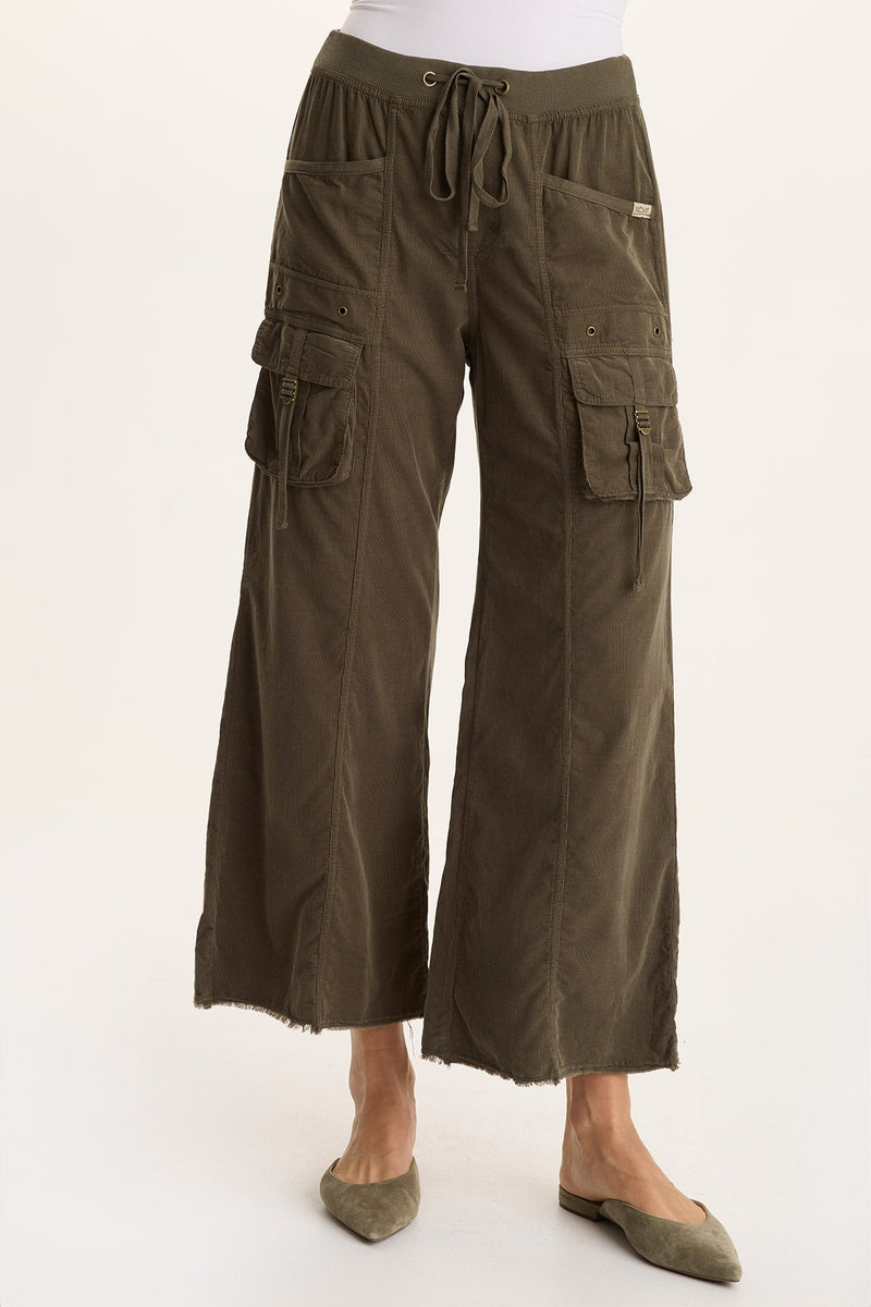 Heta Corduroy Wide-Leg Drawstring Cargo Pant