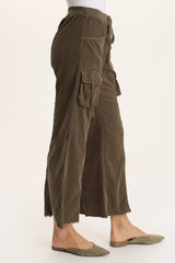 Heta Corduroy Wide-Leg Drawstring Cargo Pant