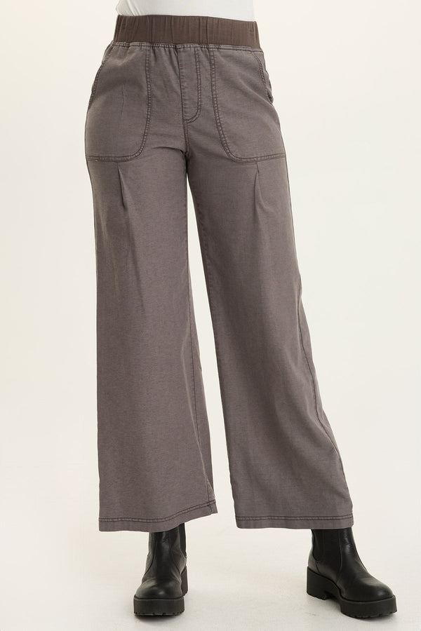 Riven Twill Wide Leg Pull-On Pant