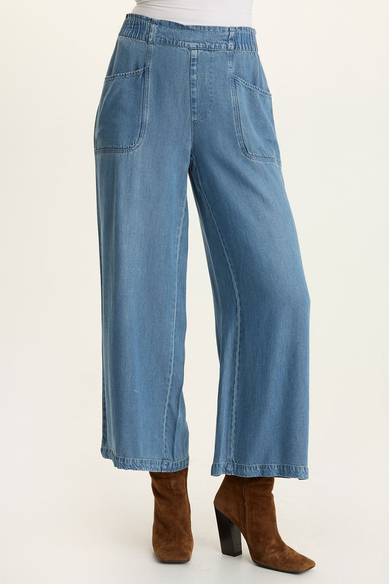 Gaia Soft Denim Wide-Leg Pant