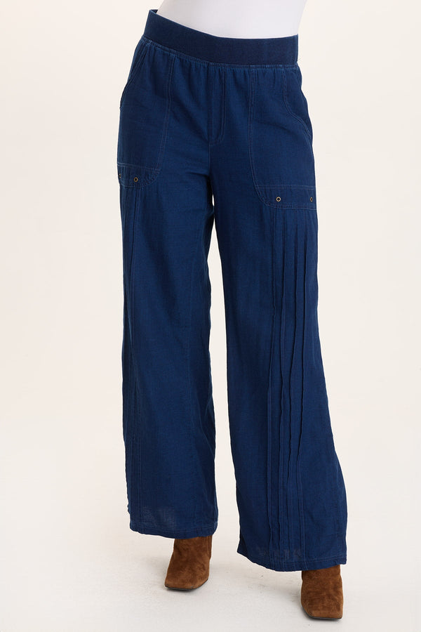 Arvid Mock Denim Pull-On Wide Leg Pant