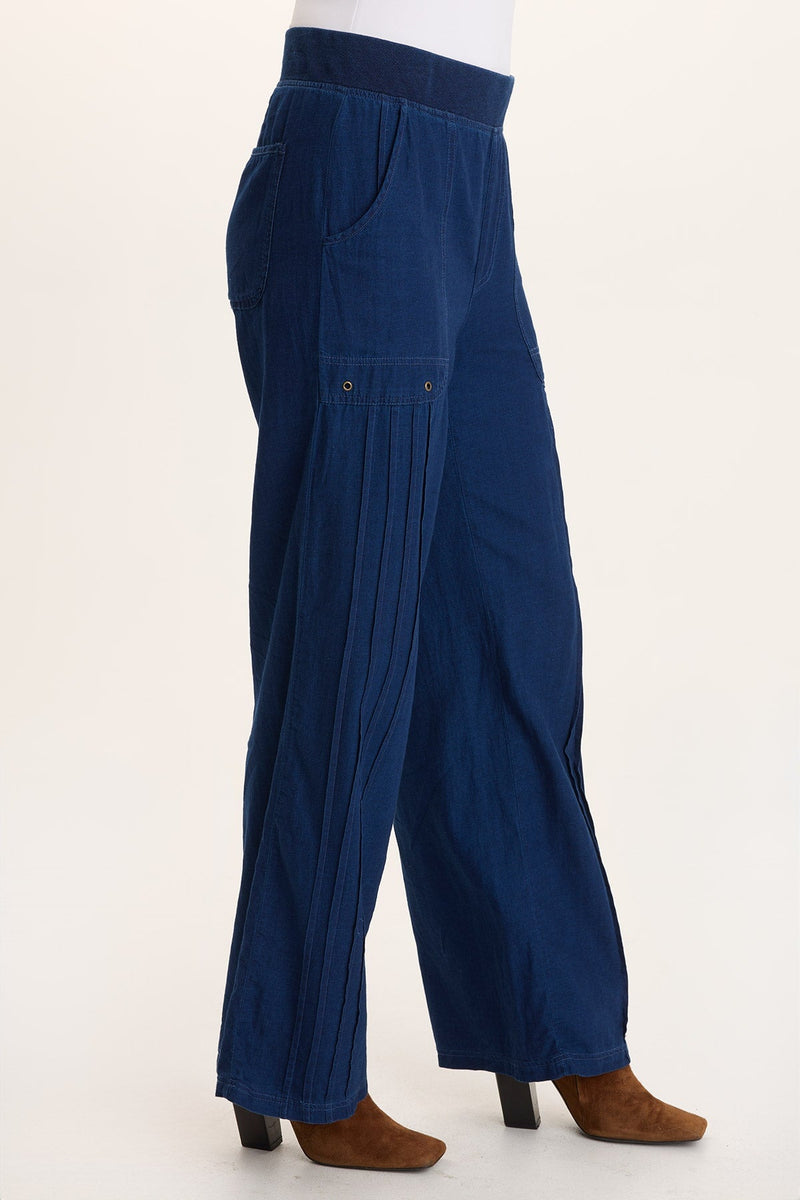 Arvid Mock Denim Pull-On Wide Leg Pant