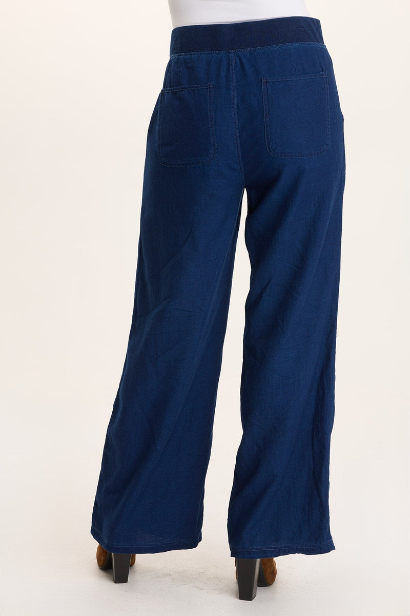 Arvid Mock Denim Pull-On Wide Leg Pant