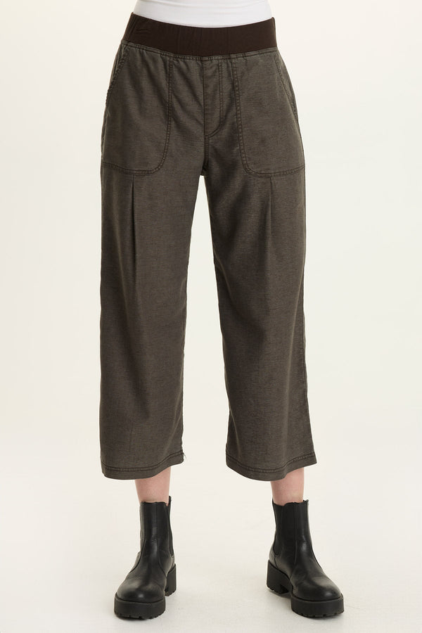 Eileen Twill Wide-Leg Crop Pant