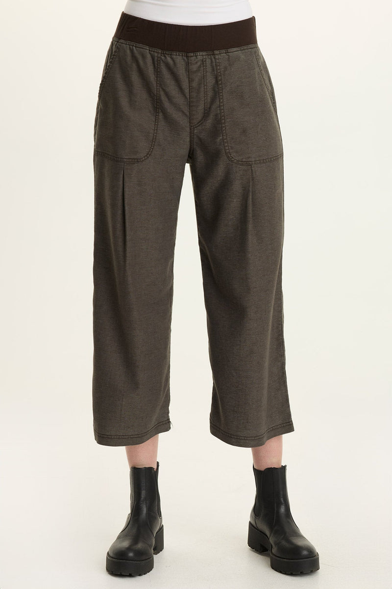 Eileen Twill Wide-Leg Crop Pant
