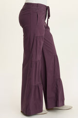 Tiered Wide Leg Drawstring Flare Ruched Pant