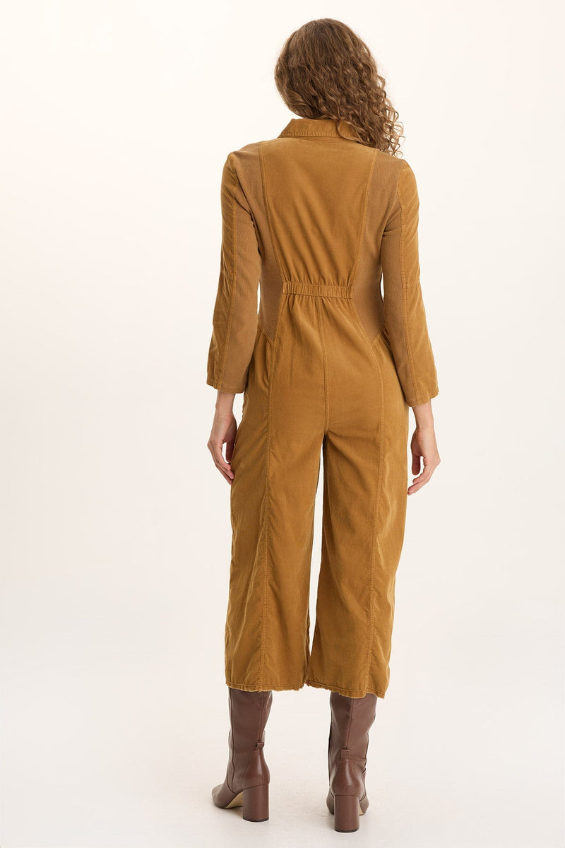 Kaisa Corduroy Long-Sleeve Cargo Jumpsuit