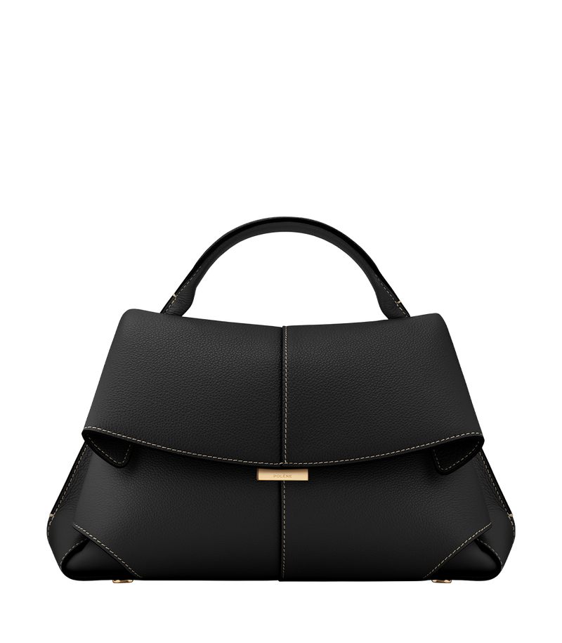 Mokki - Textured Black with Ecru Stitching
